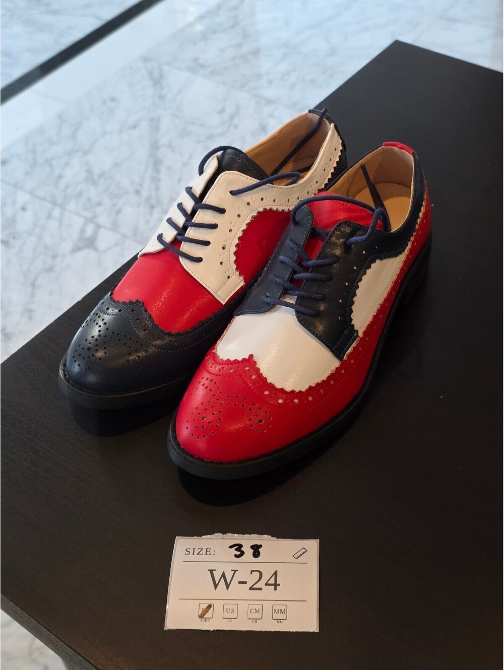 Women's Red Navy White Wingtip Oxfords